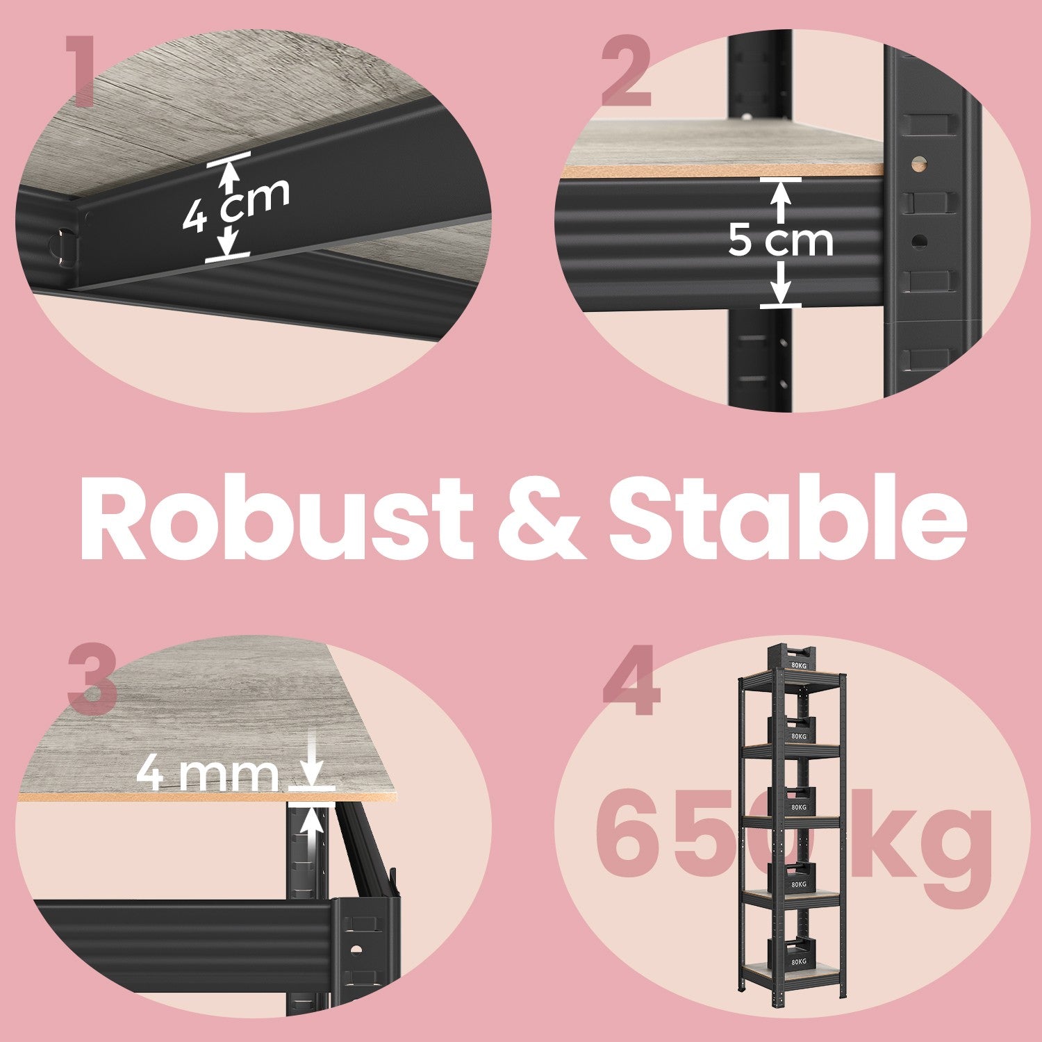 5-Tier Storage Shelf – Wood and Metal – Rustic Brown and Black – Adjustable and Heavy Duty