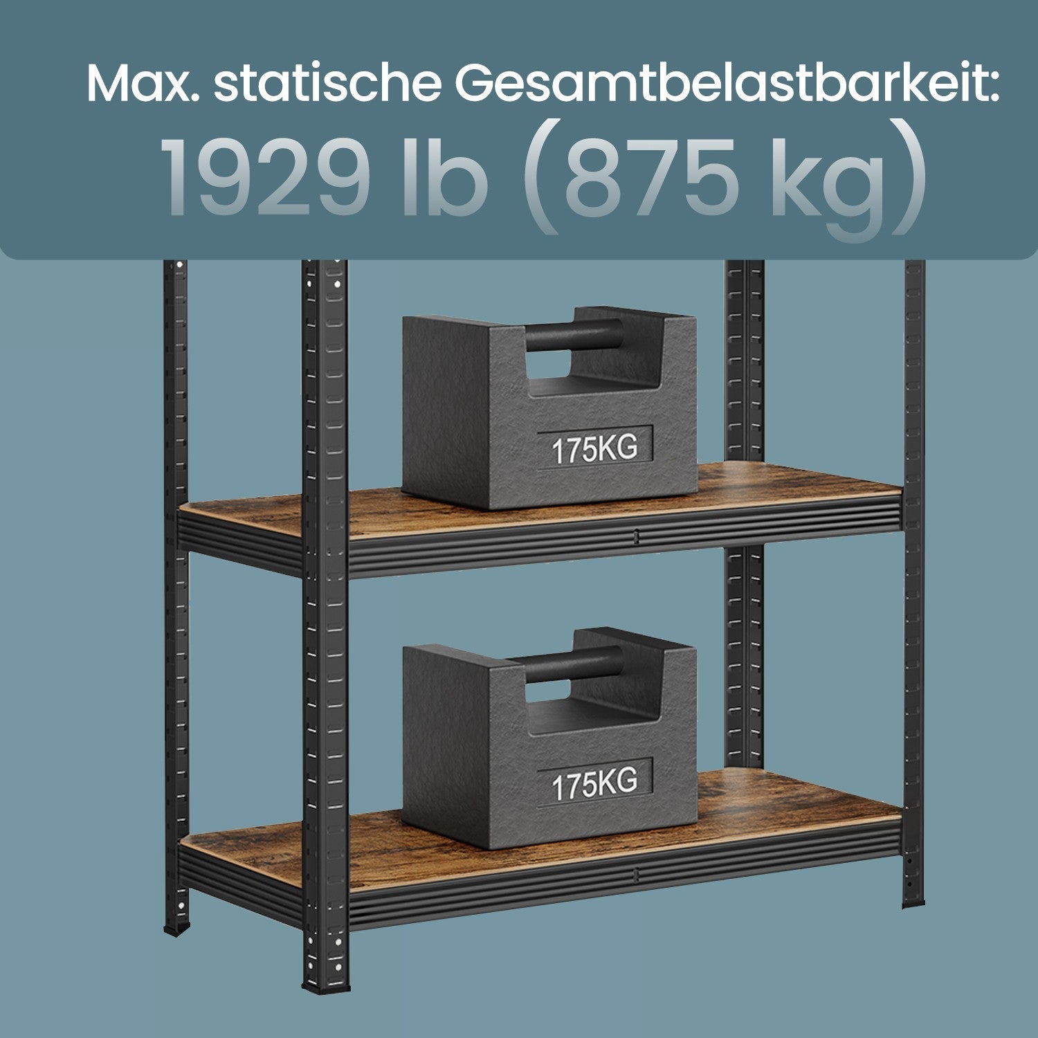 5-Tier Shelving Unit – Steel – Silver/Greige and Black/Rustic Brown – Adjustable, Industrial Design with 650 kg Load Capacity