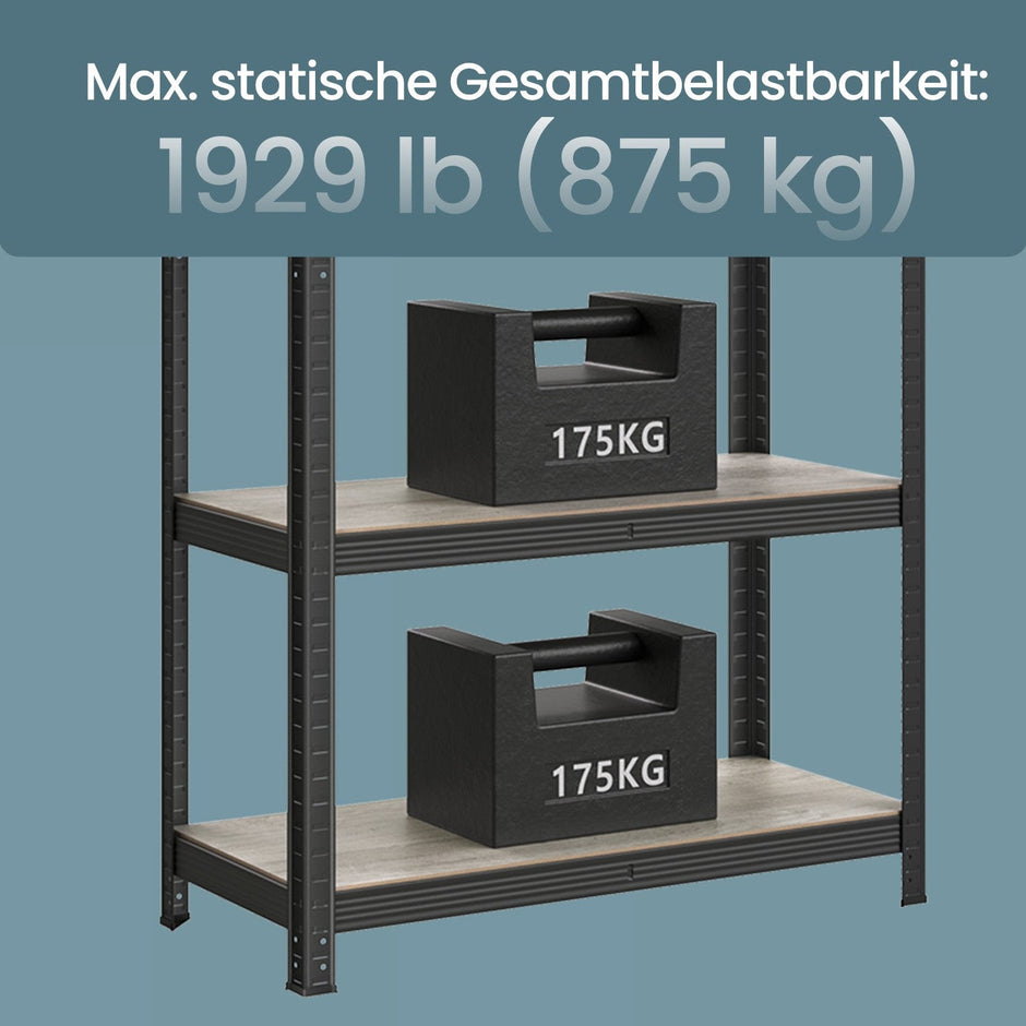 5-Tier Shelving Unit – Steel – Silver/Greige and Black/Rustic Brown – Adjustable, Industrial Design with 650 kg Load Capacity