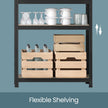 5-Tier Shelving Unit – Steel – Silver/Greige and Black/Rustic Brown – Adjustable, Industrial Design with 650 kg Load Capacity