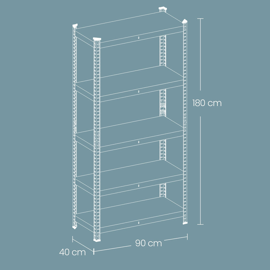 5-Tier Shelving Unit – Steel – Silver/Greige and Black/Rustic Brown – Adjustable, Industrial Design with 650 kg Load Capacity