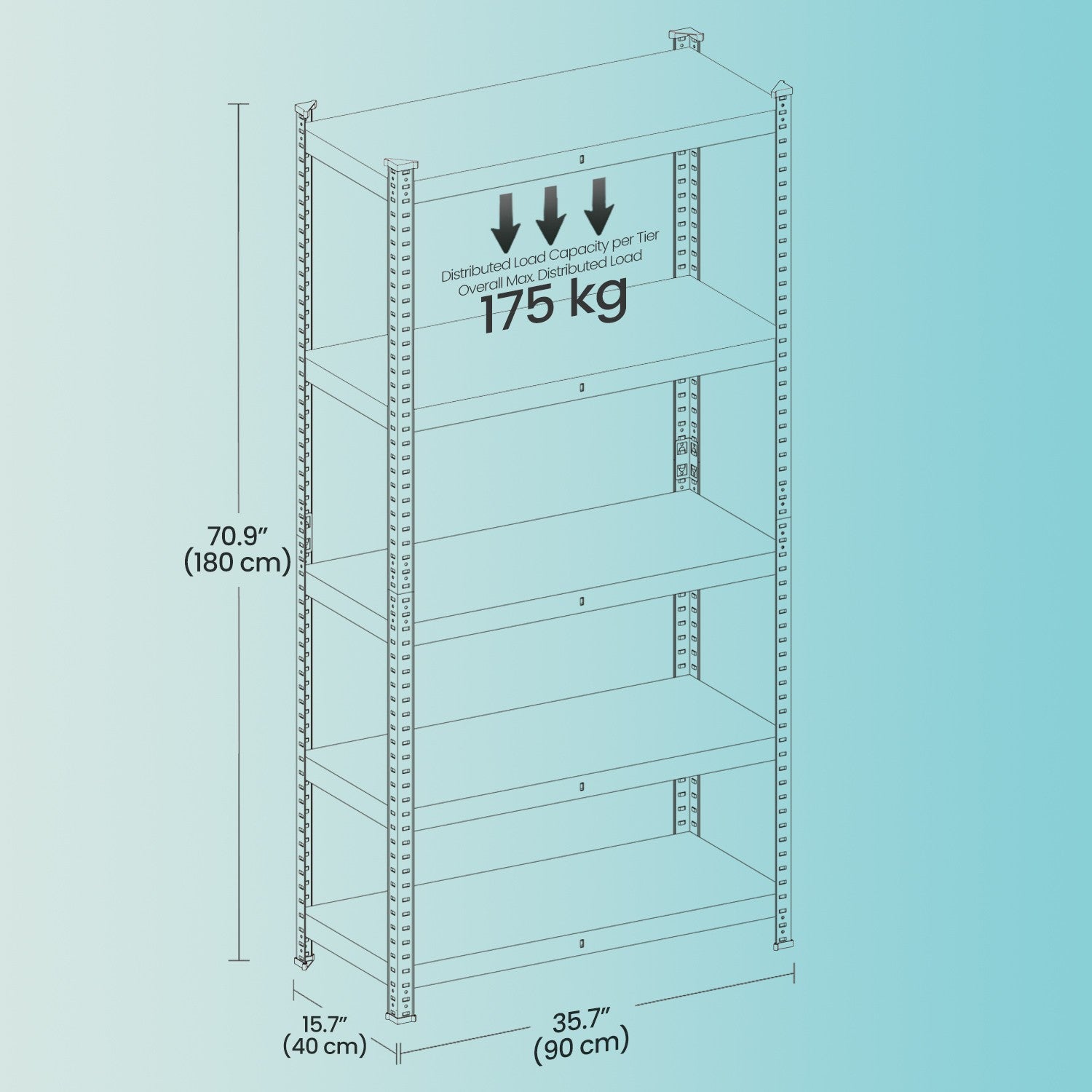 Garage Storage Shelving – Metal – Silver – Set of 2, Adjustable 5-Tier Design, Maximum Load 650 kg