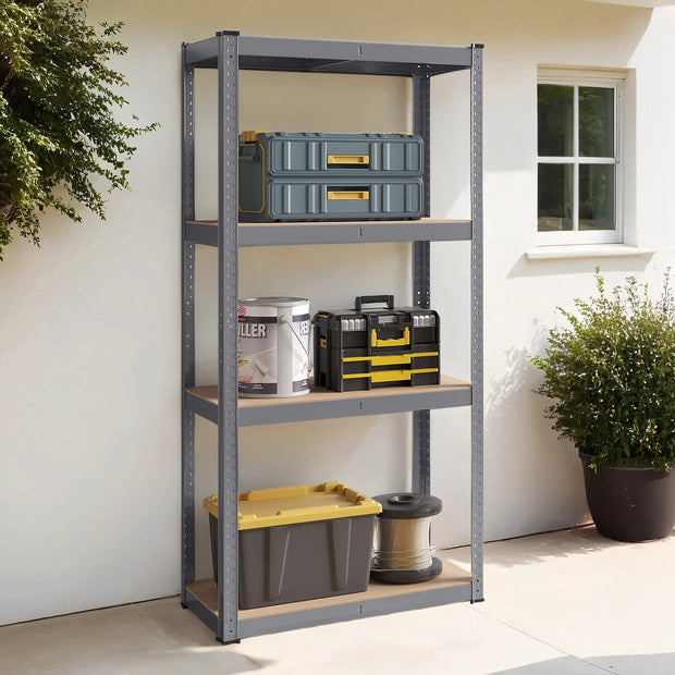 4-Tier Steel Shelving Unit – Grey – Heavy-Duty Storage Solution – Load Capacity 520 kg