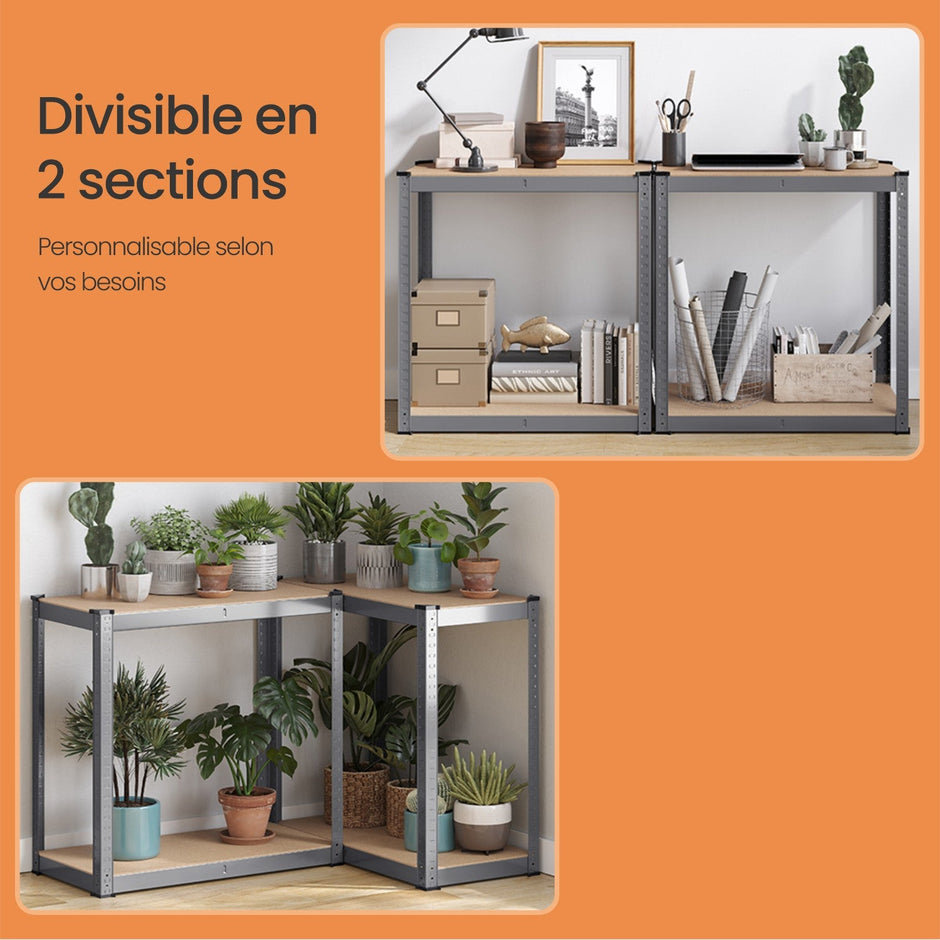 4-Tier Steel Shelving Unit – Grey – Heavy-Duty Storage Solution – Load Capacity 520 kg