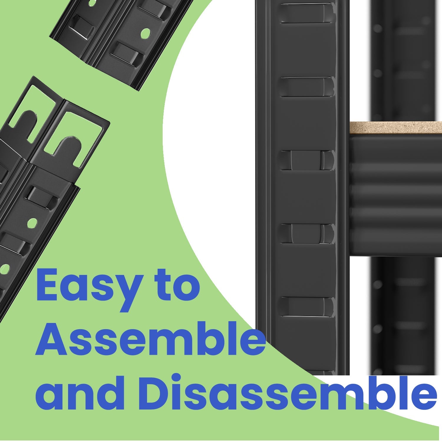 Garage Storage Shelving – Metal – Black – Adjustable 5-Tier Unit, Set of 2, 50 x 100 x 200 cm, 650 kg Load Capacity