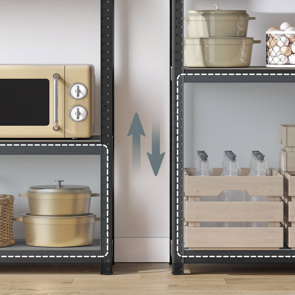 5-Tier Storage Shelving Unit – Metal – Brown and Black – Adjustable, Industrial Design, 650 kg Capacity