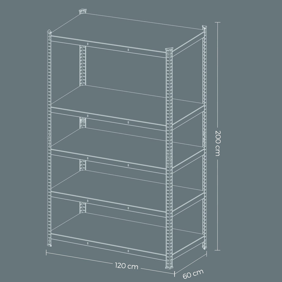 5-Tier Storage Shelving Unit – Metal – Brown and Black – Adjustable, Industrial Design, 650 kg Capacity