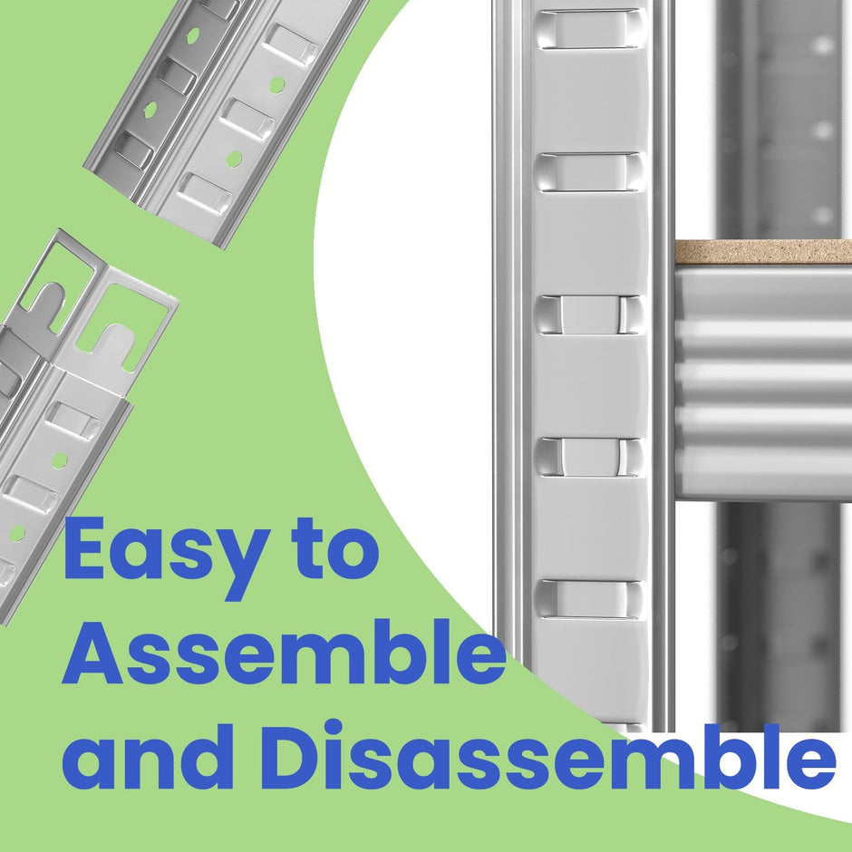 Storage Shelving Unit – Metal – Silver – 5-Tier, Adjustable, 650 kg Capacity