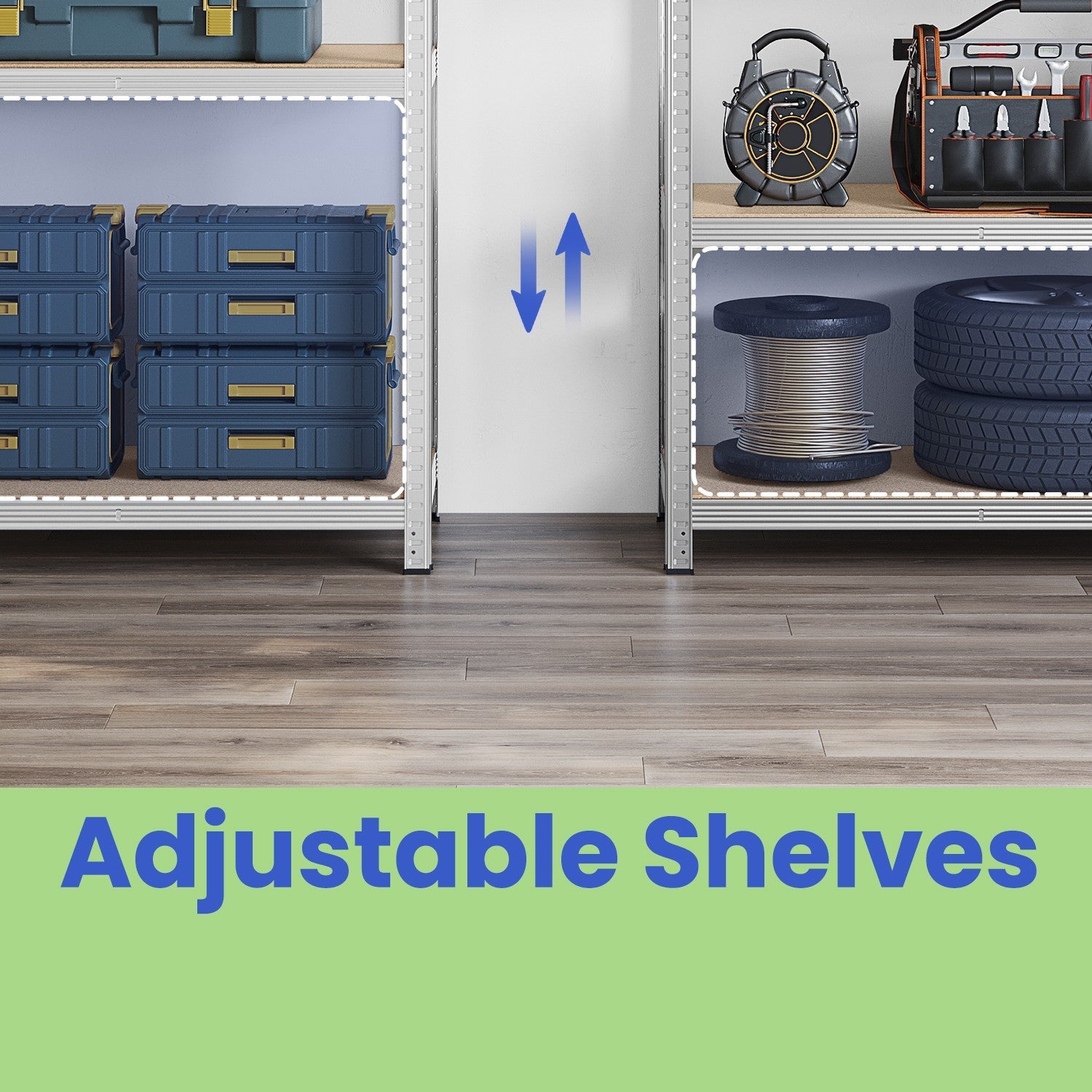 Storage Shelving Unit – Metal – Silver – 5-Tier, Adjustable, 650 kg Capacity