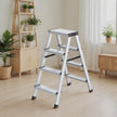 4-Step Ladder – Aluminium – Silver – Lightweight and Folding with Non-Slip Steps, Max. Weight Capacity 150 kg