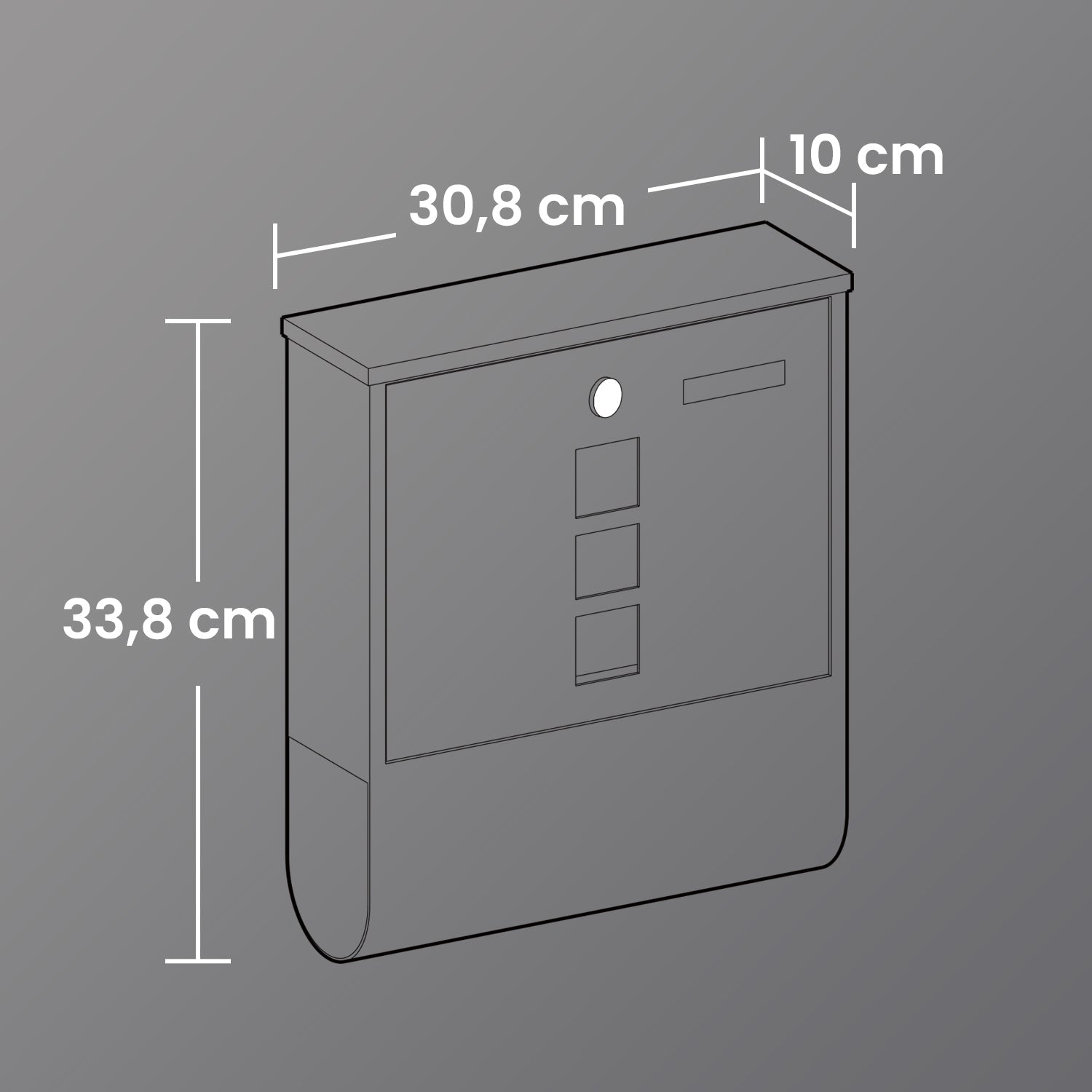 Wall Mounted Mailbox – Metal – Ink Black – With Lock, Nameplate, and Newspaper Holder