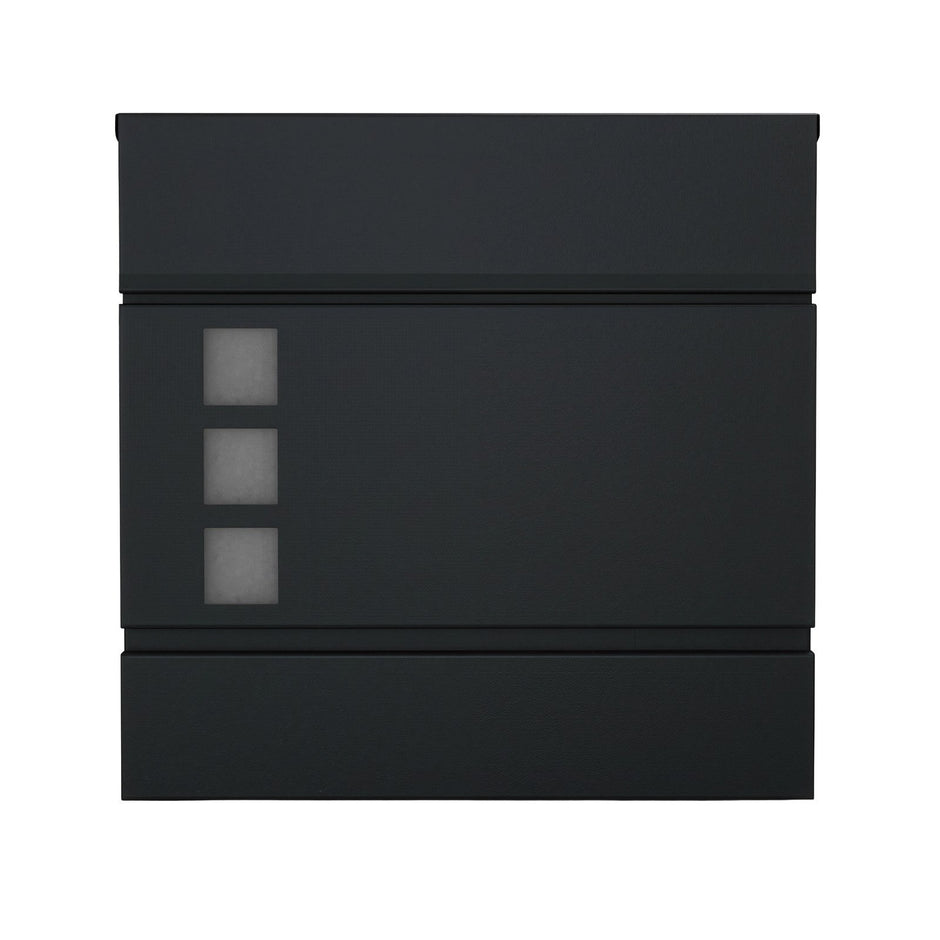 Lockable Wall-Mounted Mailbox – Metal – Black – Includes Newspaper Holder, Easy to Install