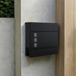 Lockable Wall-Mounted Mailbox – Metal – Black – Includes Newspaper Holder, Easy to Install