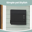 Lockable Wall-Mounted Mailbox – Metal – Black – Includes Newspaper Holder, Easy to Install