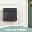 Lockable Wall-Mounted Mailbox – Metal – Black – Includes Newspaper Holder, Easy to Install