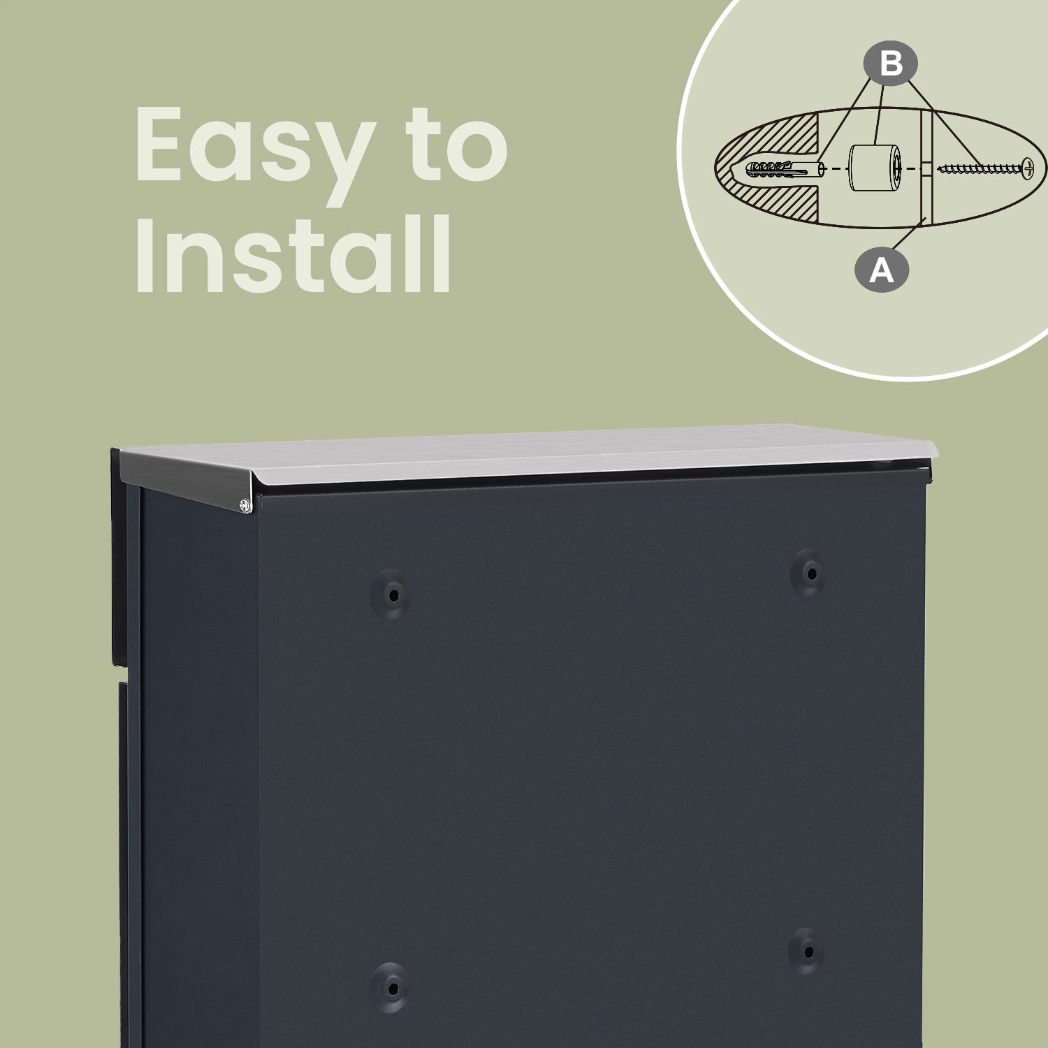 Wall-Mounted Mailbox – Stainless Steel – Silver and Anthracite Grey – With Viewing Windows and Lock