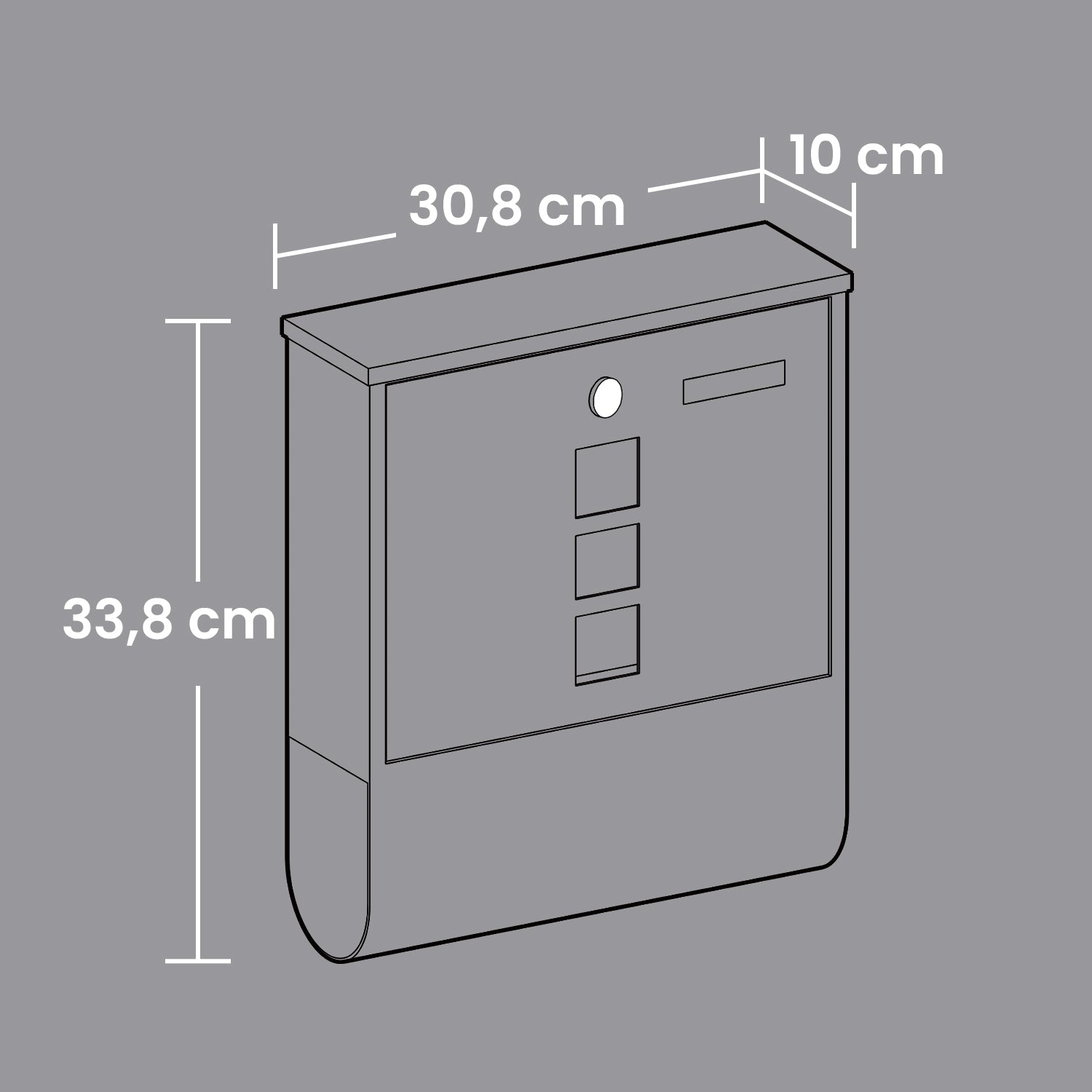 Mailbox – Copper Lock Cylinder – Anthracite Grey – Includes Newspaper Holder