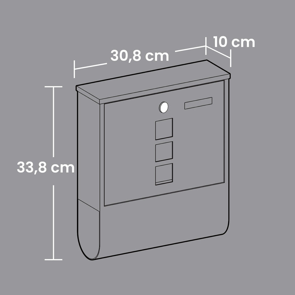 Mailbox – Copper Lock Cylinder – Anthracite Grey – Includes Newspaper Holder