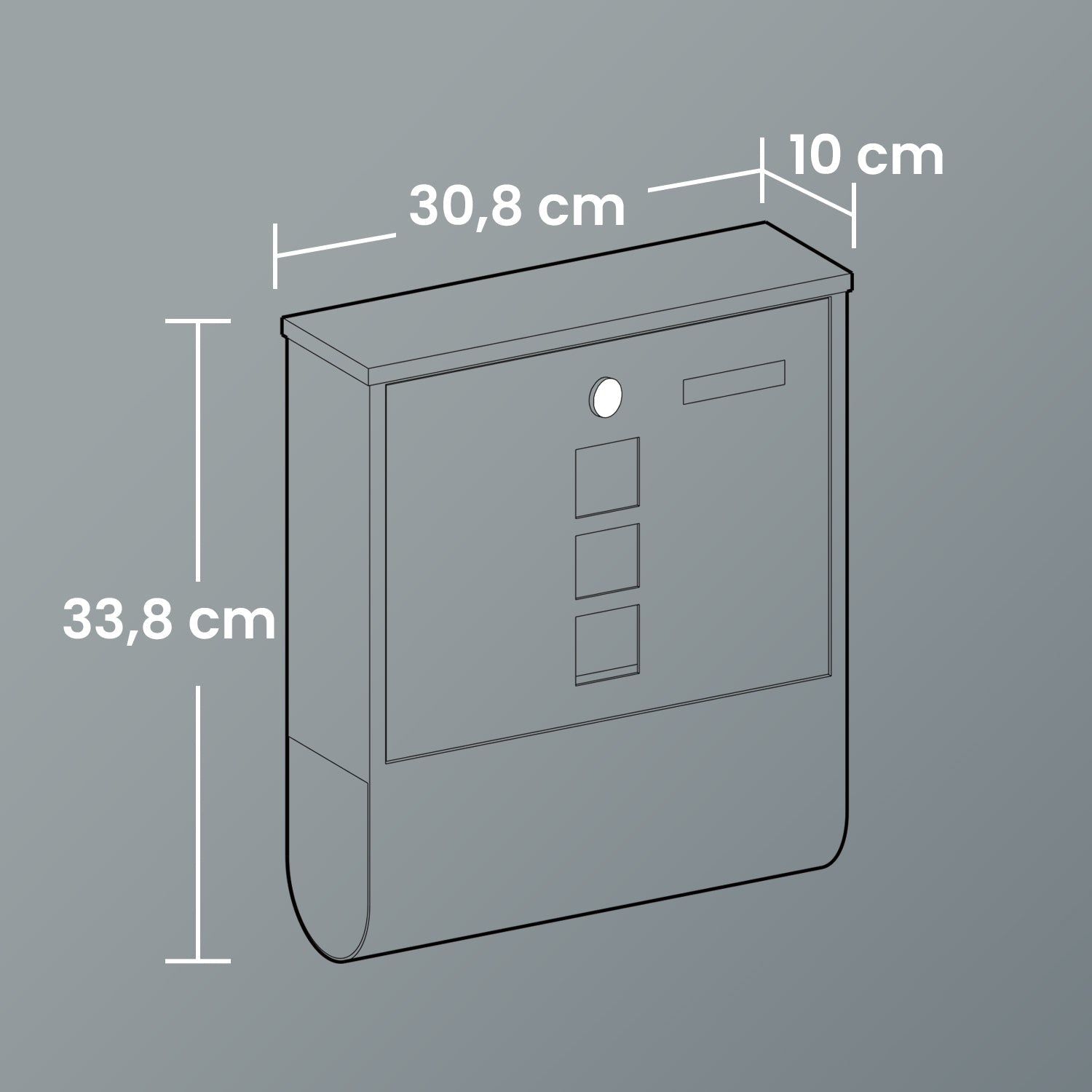 Wall Mounted Mailbox – Metal – Anthracite Grey – Copper Lock Cylinder with Newspaper Holder