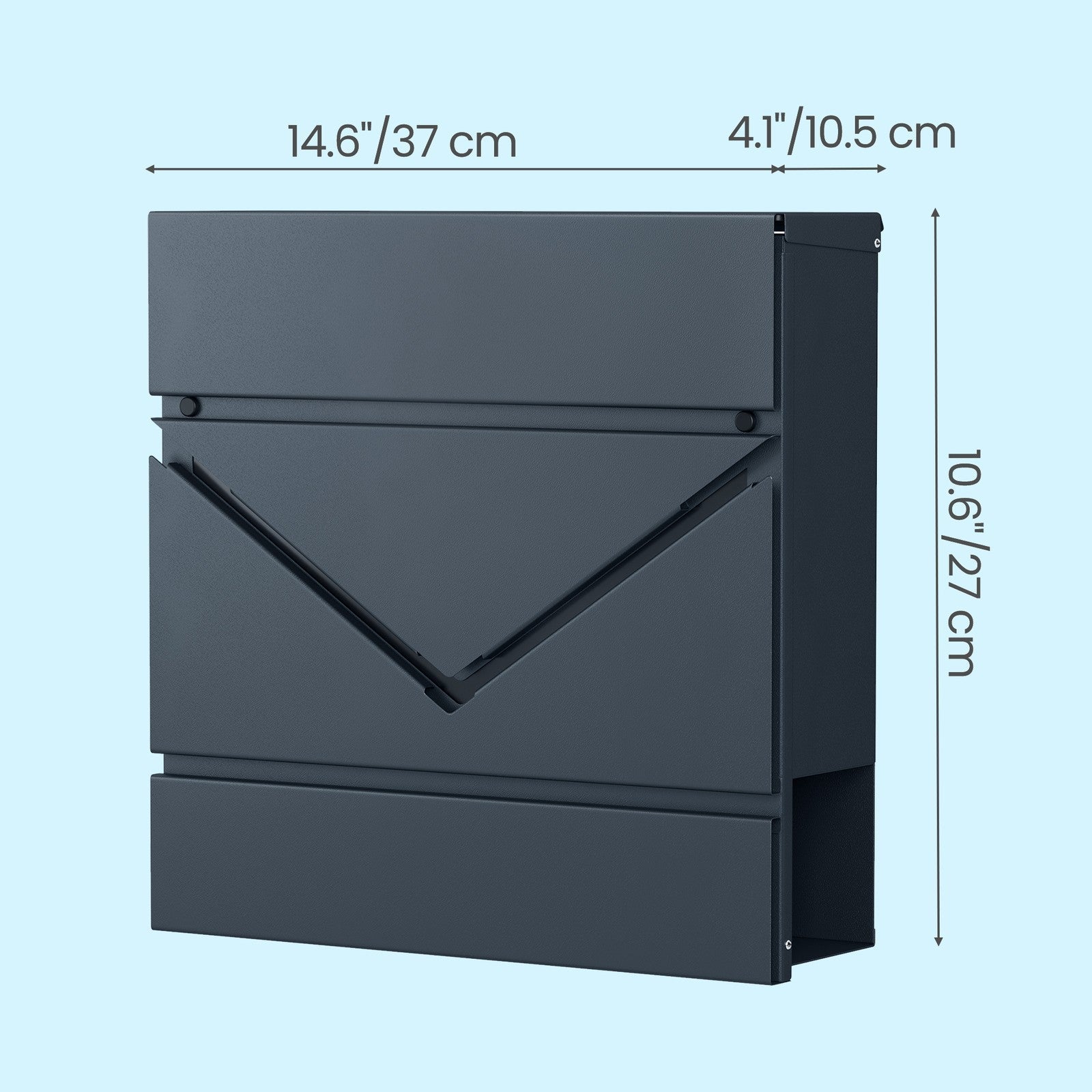 Lockable Wall-Mounted Mailbox – Metal – Anthracite Grey and Silver – Includes Newspaper Holder, Easy Installation