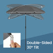 Garden Umbrella – Fabric – Grey – Height Adjustable with 30° Tilt and Portable Carry Bag, UPF 50+