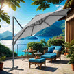 Cantilever Umbrella – Fabric – Dove Gray – 360° Rotatable, Adjustable Tilt, UPF 50+