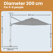 Cantilever Umbrella – Fabric – Dove Gray – 360° Rotatable, Adjustable Tilt, UPF 50+