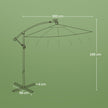 Cantilever Patio Parasol – Fabric – Grey – 32 Solar-Powered LED Lights, UPF 50+ Sun Protection