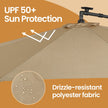 Cantilever Patio Umbrella – Fabric – Grey – 3 m with Solar-Powered LED Lights, UPF 50+ Sun Protection