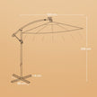 Cantilever Patio Umbrella – Fabric – Grey – 3 m with Solar-Powered LED Lights, UPF 50+ Sun Protection