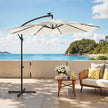 Cantilever Patio Parasol – Fabric – Grey – 32 Solar-Powered LED Lights, UPF 50+ Sun Protection
