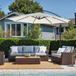 Cantilever Patio Parasol – Fabric – Grey – 32 Solar-Powered LED Lights, UPF 50+ Sun Protection