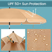 Garden Umbrella – Polyester – Beige – 30° Tilt and Height Adjustable with Portable Carry Bag, UPF 50+