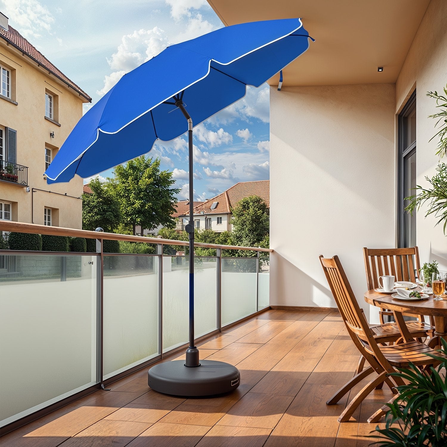Garden Umbrella – Polyester – Beige – 30° Tilt and Height Adjustable with Portable Carry Bag, UPF 50+