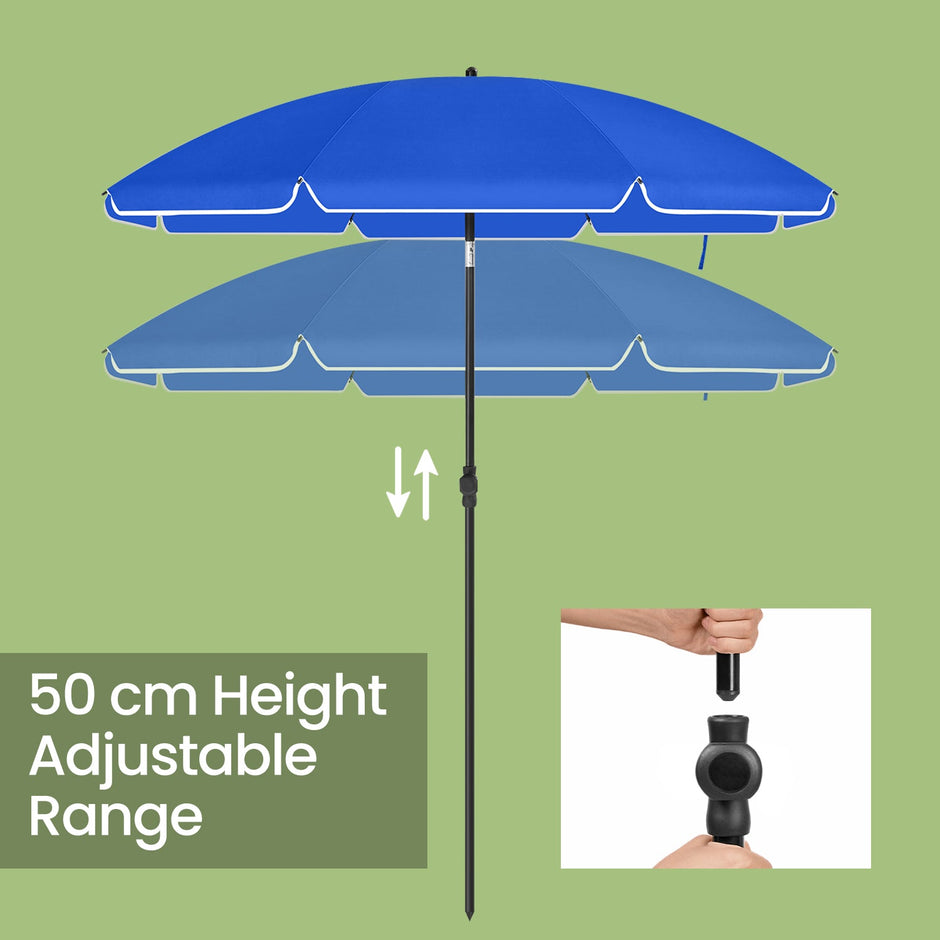 Garden Umbrella – Polyester – Beige – 30° Tilt and Height Adjustable with Portable Carry Bag, UPF 50+