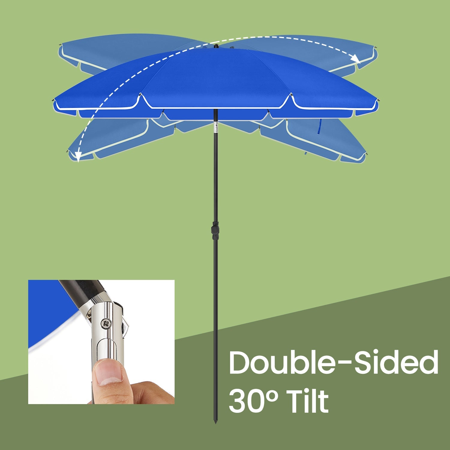 Garden Umbrella – Polyester – Beige – 30° Tilt and Height Adjustable with Portable Carry Bag, UPF 50+