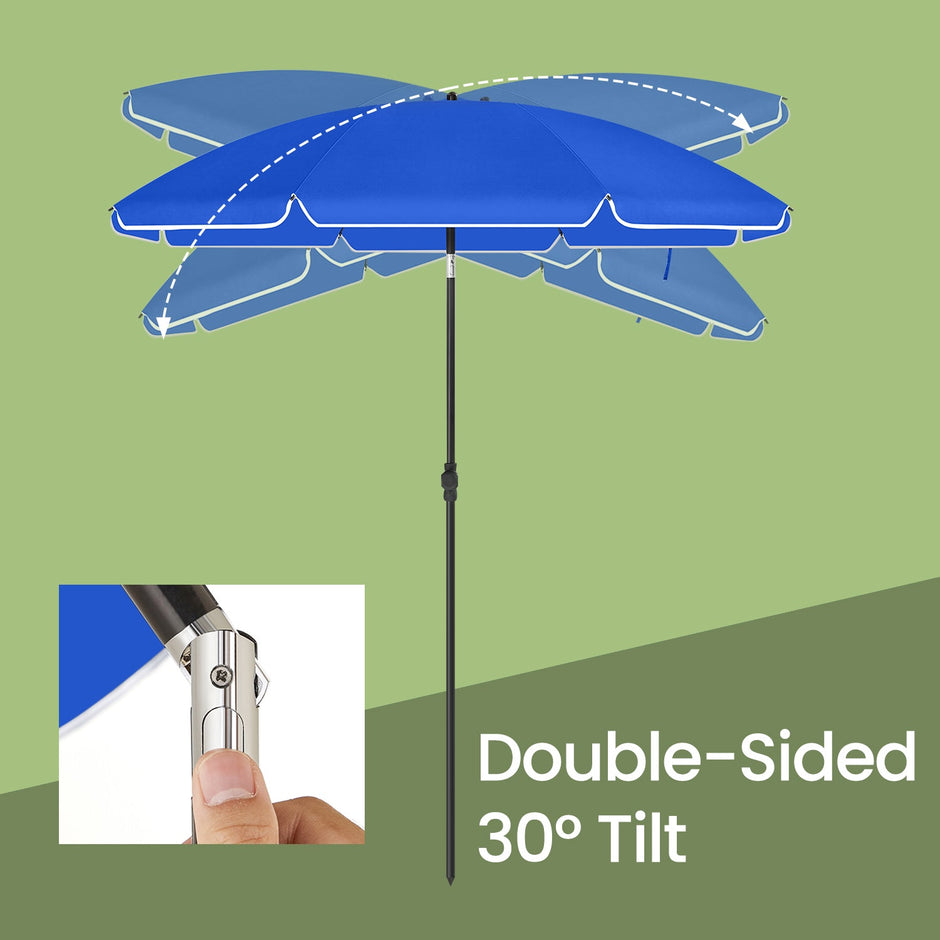 Garden Umbrella – Polyester – Beige – 30° Tilt and Height Adjustable with Portable Carry Bag, UPF 50+