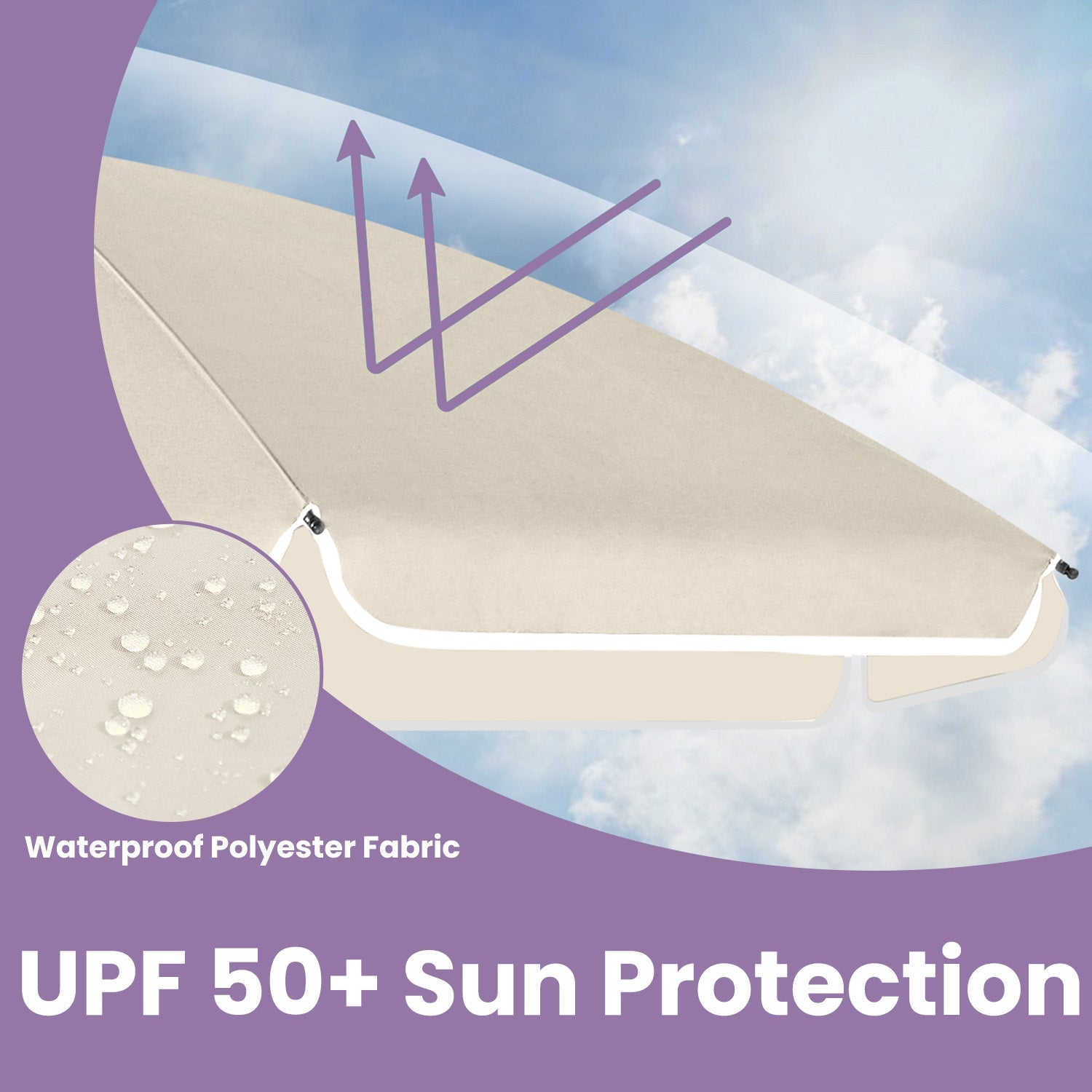 Patio Umbrella – Fabric – Beige – Double-Sided with 30° Tilt and Height Adjustable
