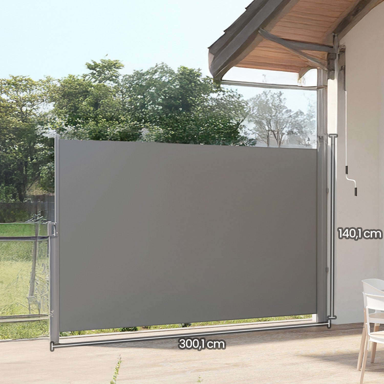 Extendable Side Awning – Steel – Anthracite Grey – UPF 50+ Sun Protection
