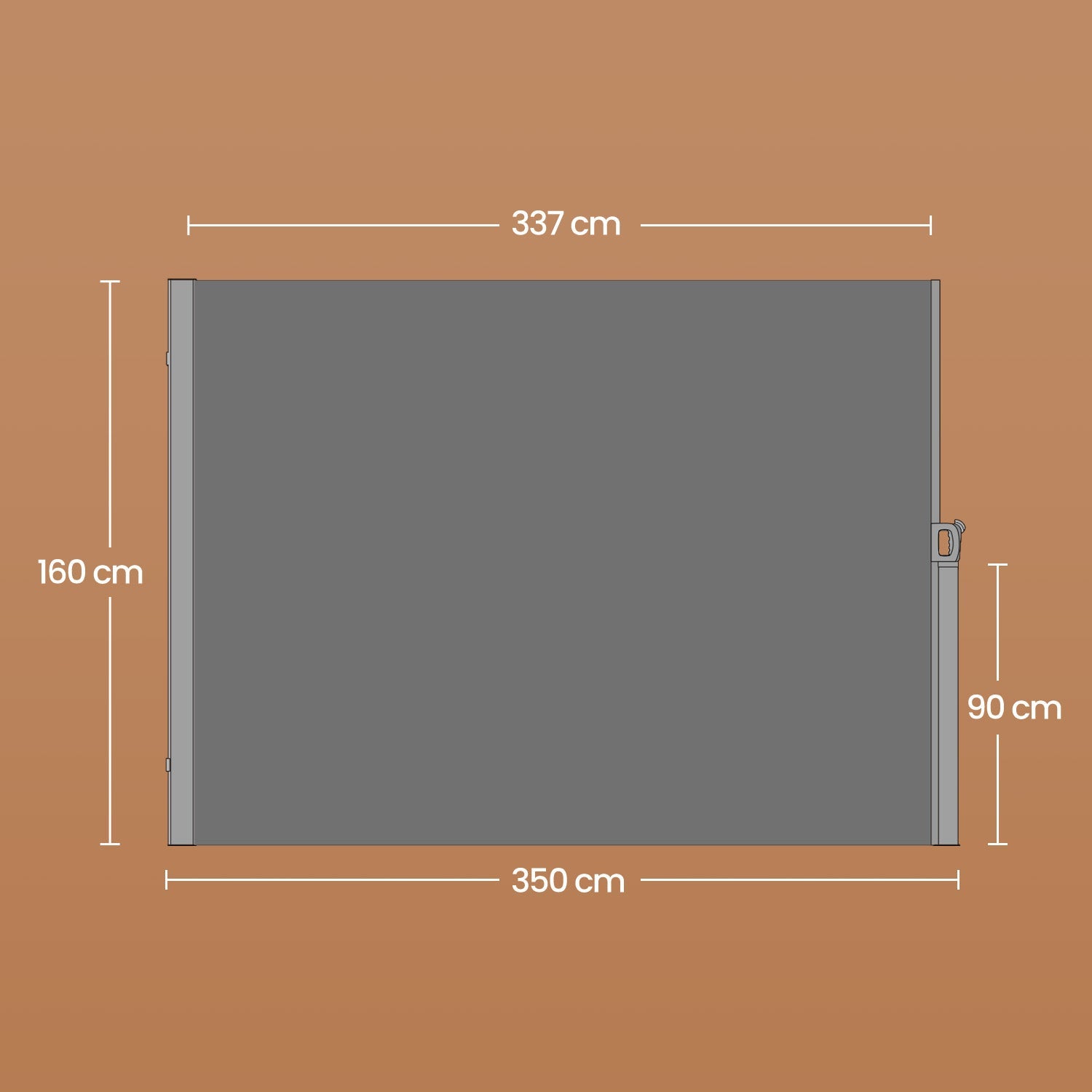 Side Awning – Steel – Anthracite Grey – Extendable Privacy Screen with UPF 50+ Sun Protection, 160 x 350 cm