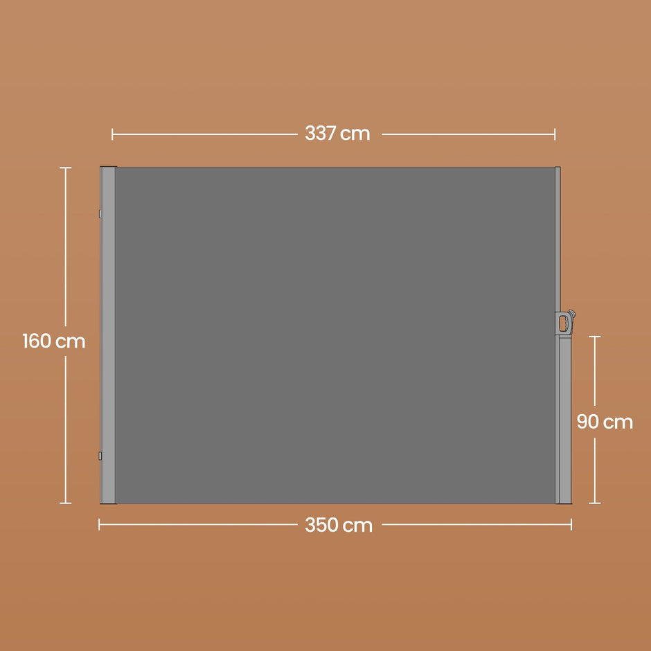 Side Awning – Steel – Anthracite Grey – Extendable Privacy Screen with UPF 50+ Sun Protection, 160 x 350 cm
