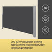 Extendable Side Shade – Steel – Anthracite Grey – Privacy Screen and Sun Protection for Patio, Terrace, Garden