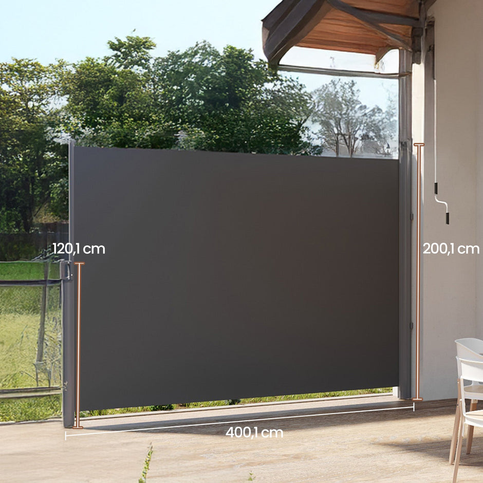 Retractable Side Awning – Aluminum Alloy – Anthracite – Privacy Screen and Sun Shade for Balcony, Patio, Garden