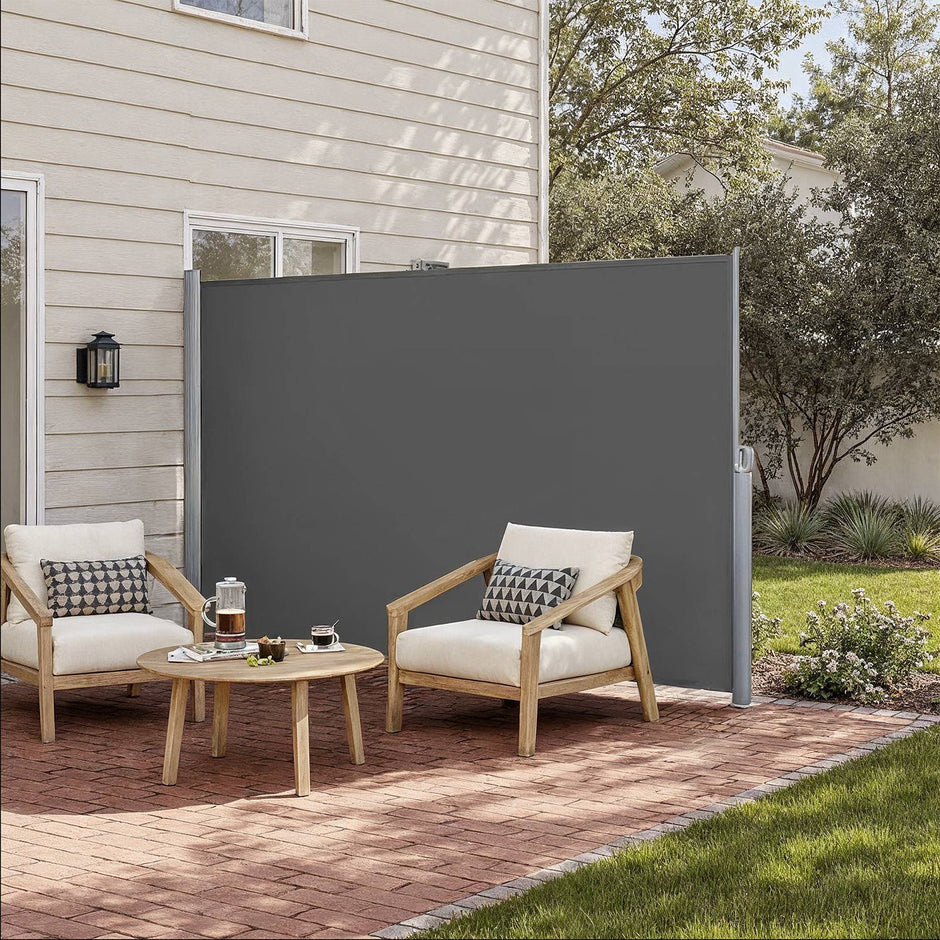 Retractable Side Awning – Aluminum Alloy – Anthracite – Privacy Screen and Sun Shade for Balcony, Patio, Garden
