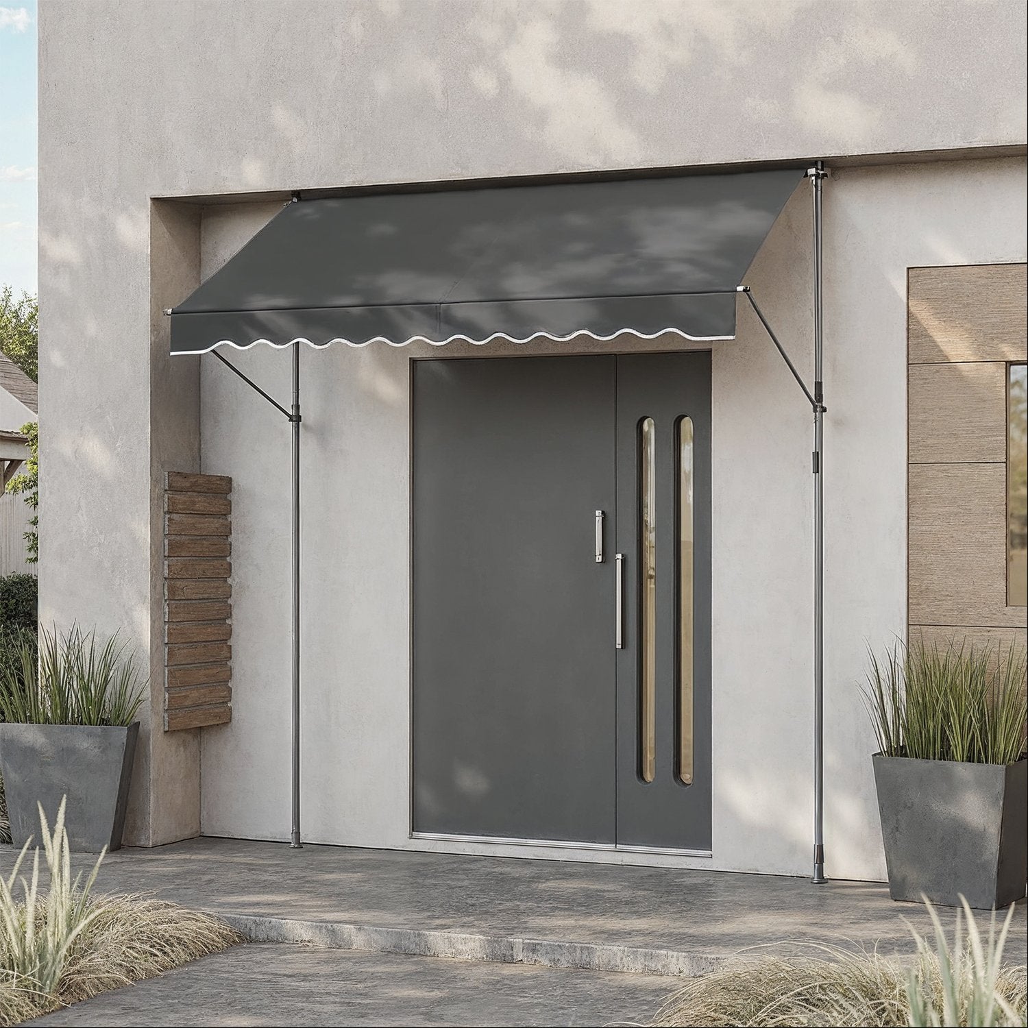 Retractable Awning – Fabric – Grey – Manual and Height-Adjustable with Crank