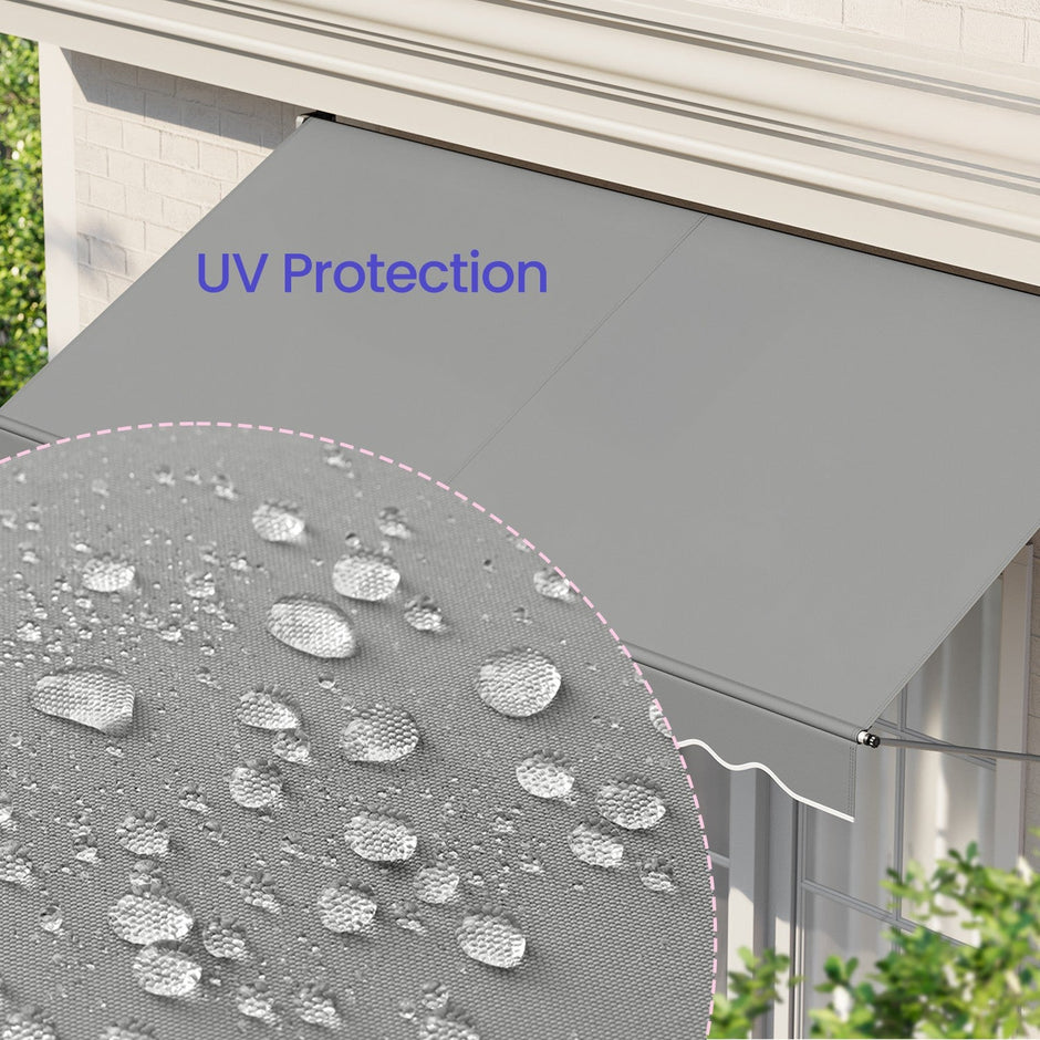 Retractable Awning – Fabric – Grey – Manual and Height-Adjustable with Crank
