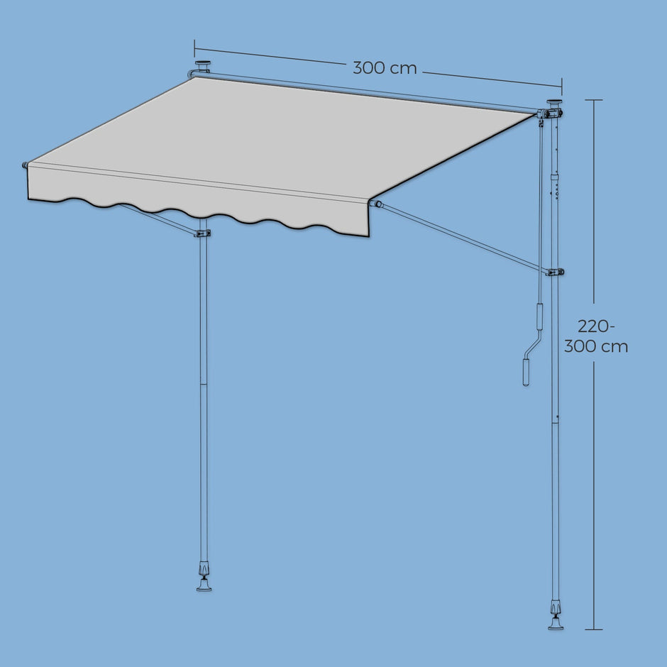 Retractable Awning – Fabric – Grey – Manual and Height-Adjustable with Crank