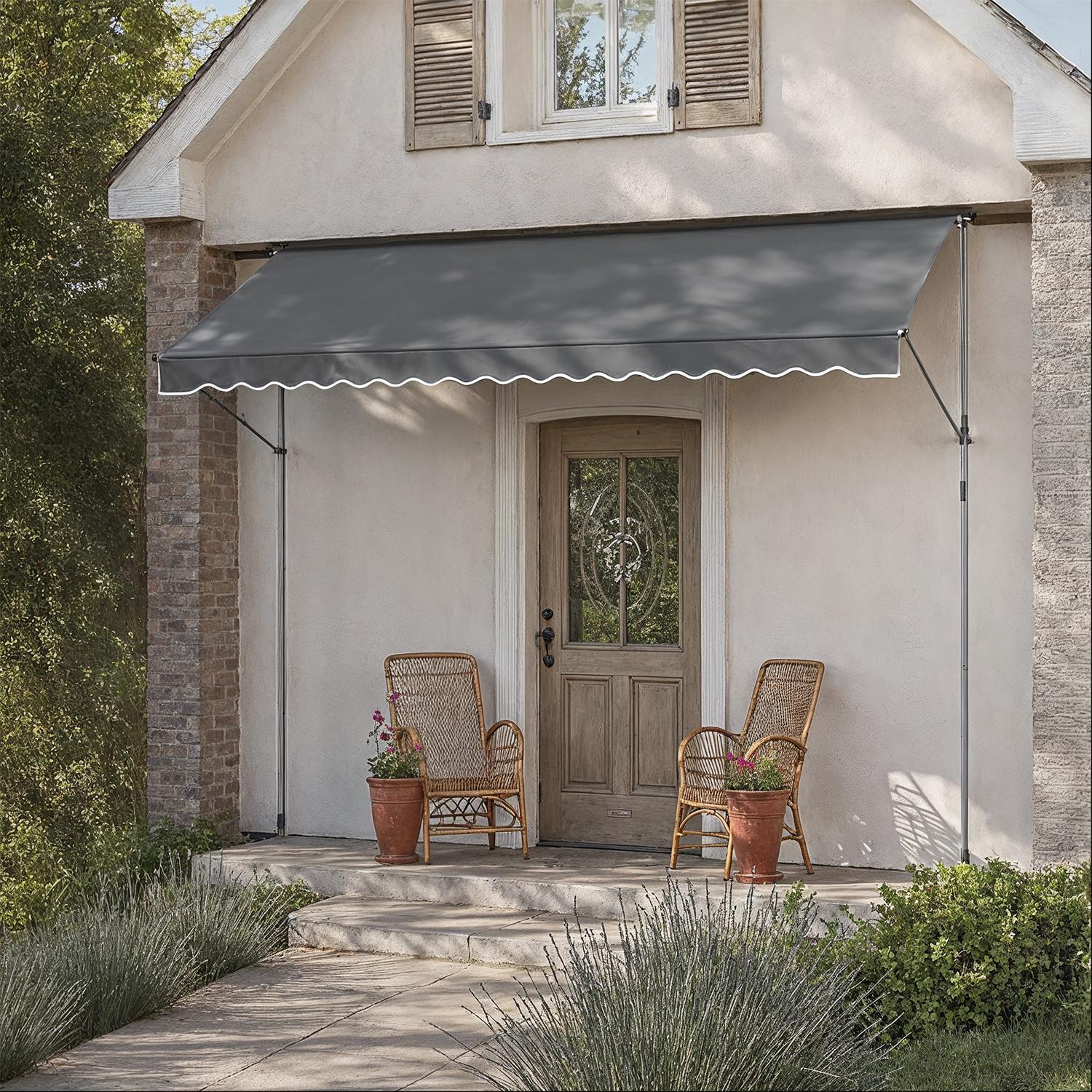 Retractable Awning – Fabric – Grey – Manual and Height-Adjustable with Crank