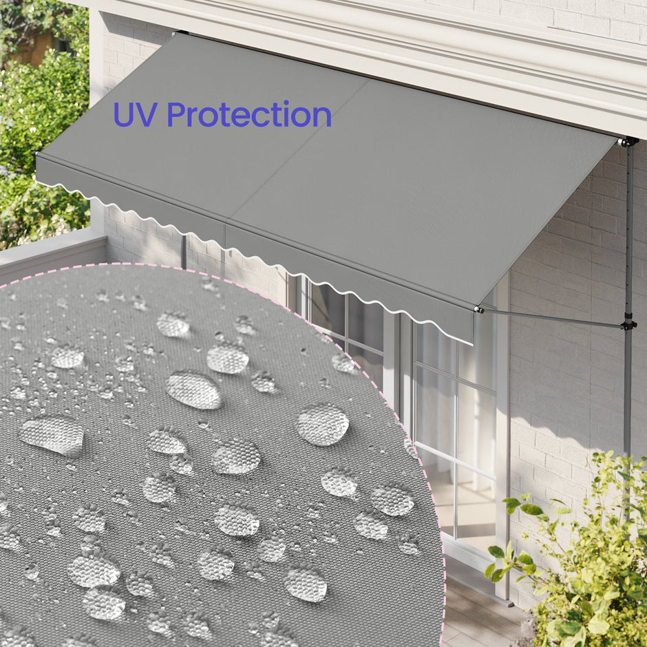 Retractable Awning – Fabric – Grey – Manual and Height-Adjustable with Crank