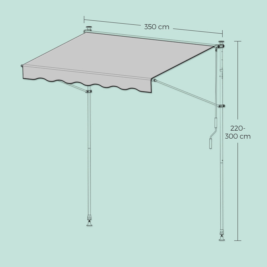 Retractable Awning – Fabric – Grey – Manual and Height-Adjustable with Crank